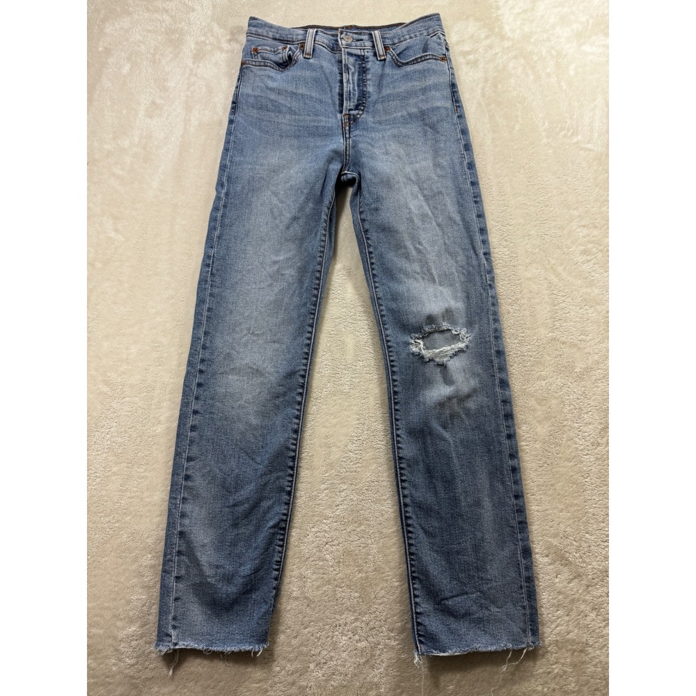 Levi's Womens Wedgie Straight Distressed Blue Jeans 26 Meas: 26x28